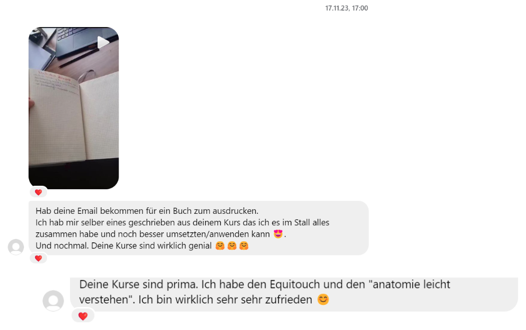 Feedback-Nachricht einer Teilnehmerin