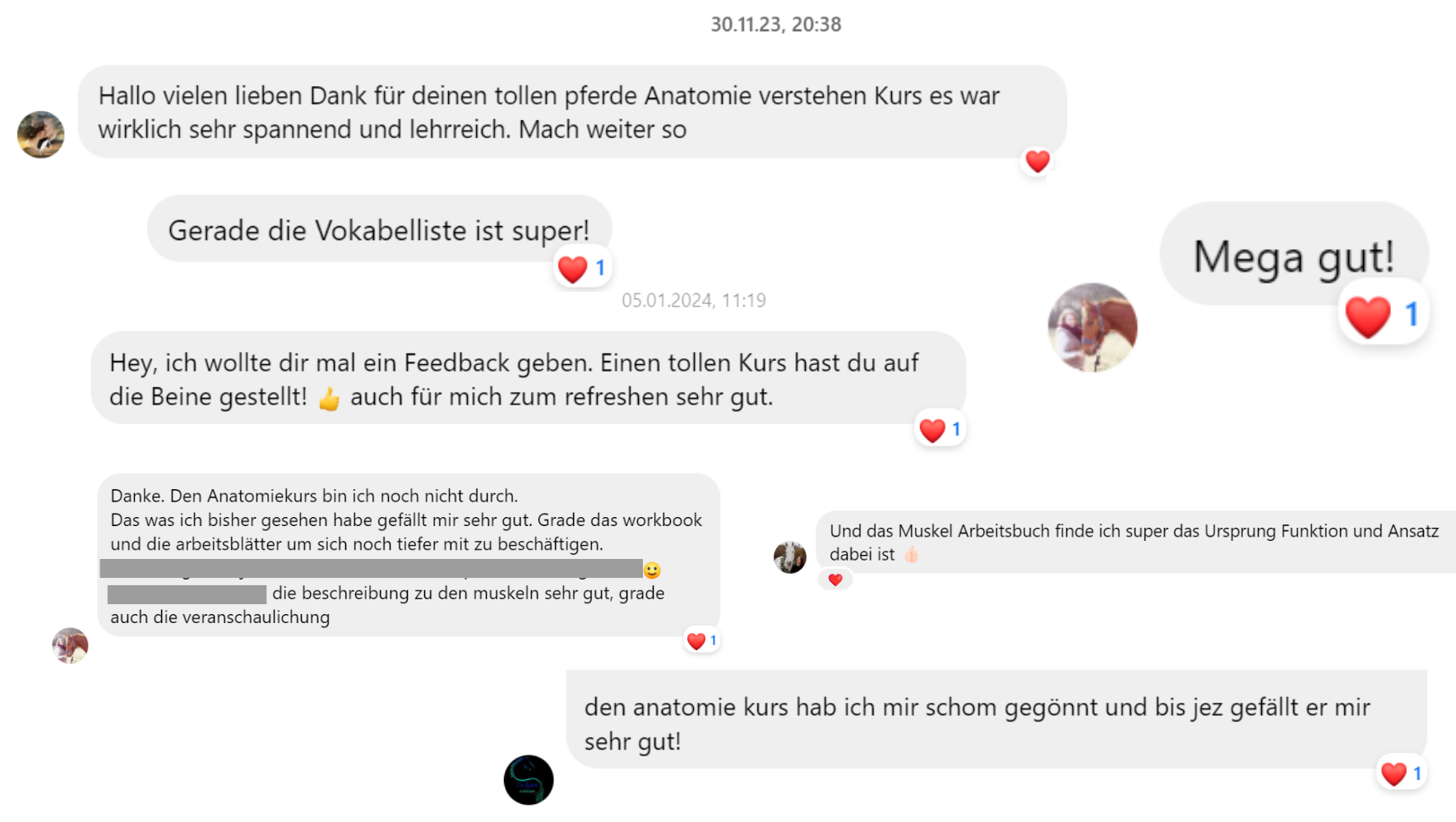 Feedback-Nachrichten von Teilnehmerinnen